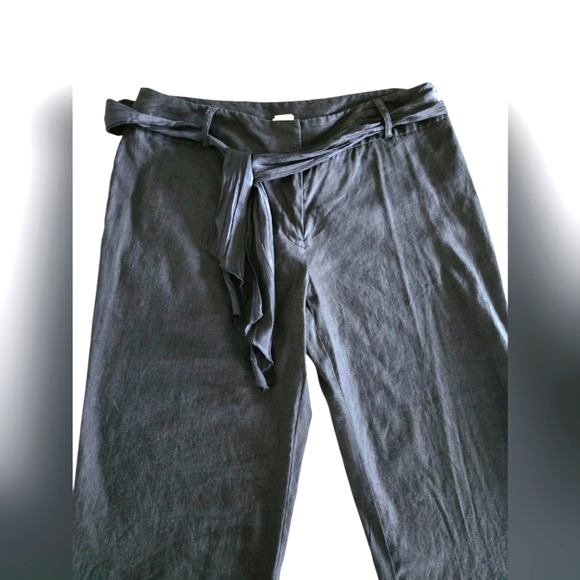 Apt. 9 Womens Linen Crop Pants With Wrap Belt Ebellished Buttons At Ankles -14 - Picture 4 of 7